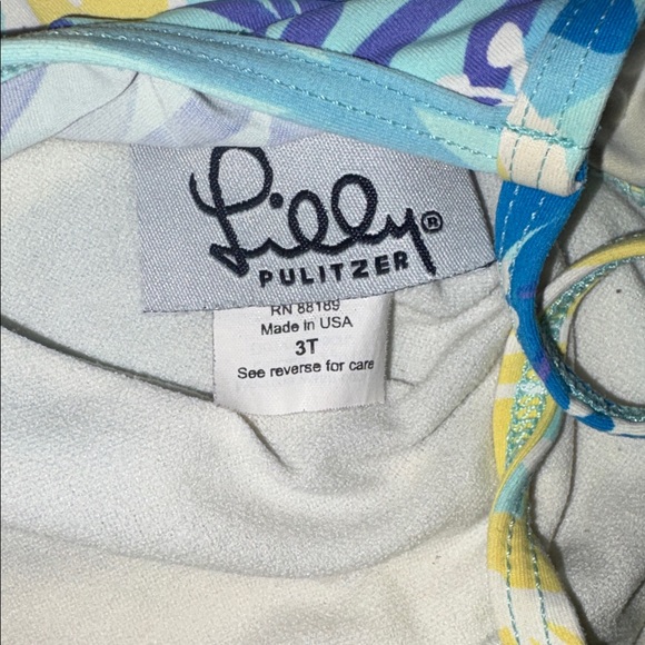 Lilly Pulitzer Girls Vintage Blue and Yellow Swimsuit Size 3T - Picture 2 of 3